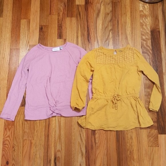 Girls Waffle Top & Peasant Tunic Top LOT OF 2 - Picture 1 of 3